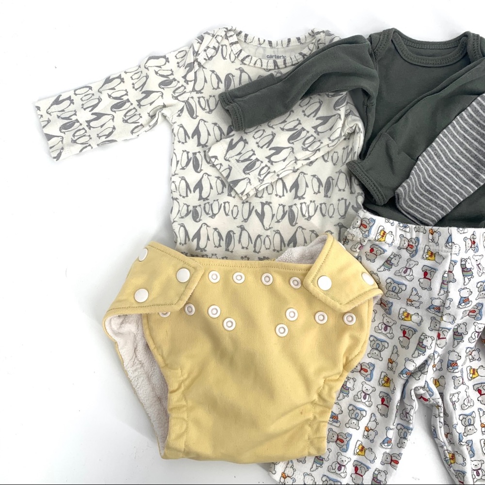 Lot 4 newborn baby boy Carter’s Circo Fuzzibunz - Picture 2 of 10